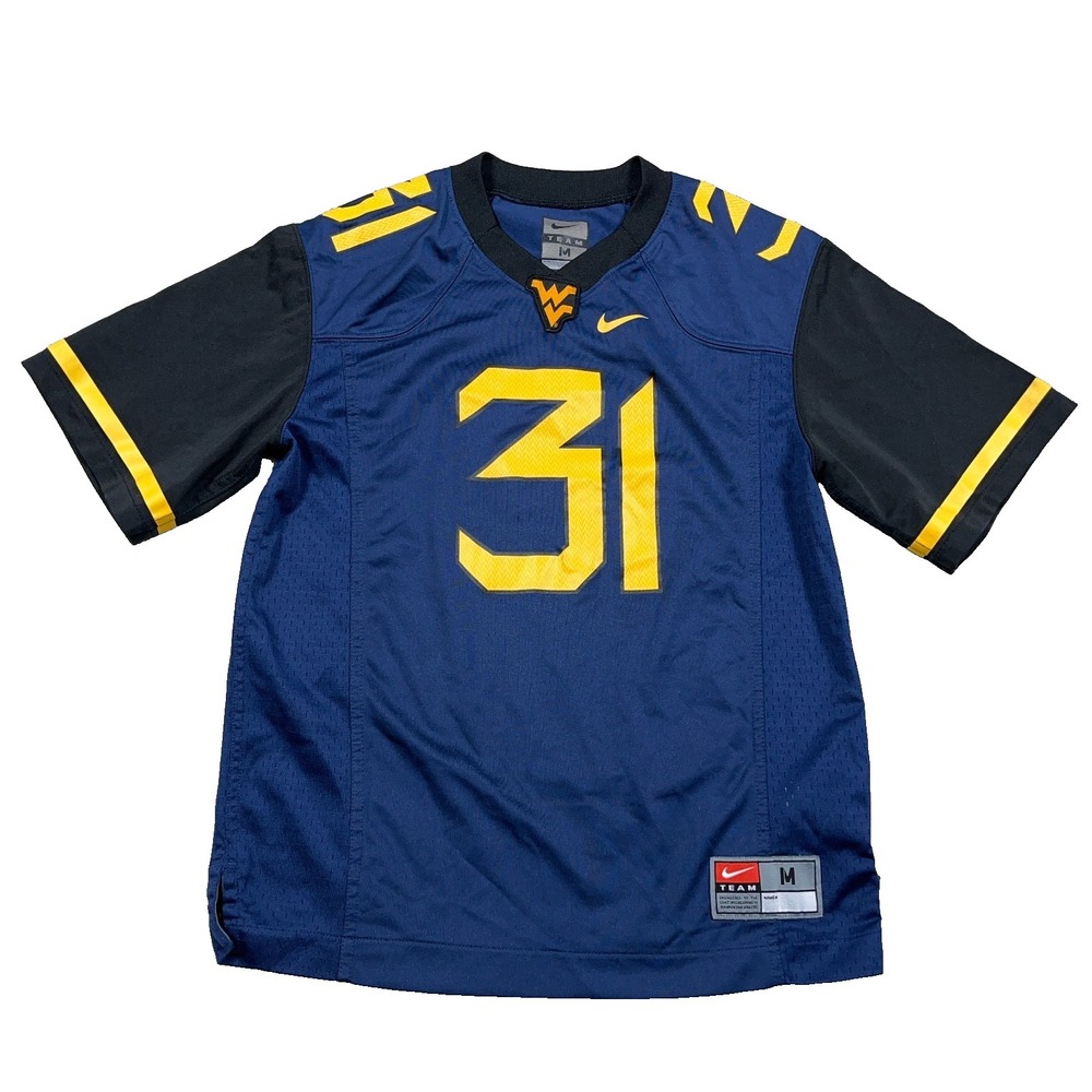 West Virginia Mountaineers Jersey Youth Medium Blue Black WVU Boys Kids #31